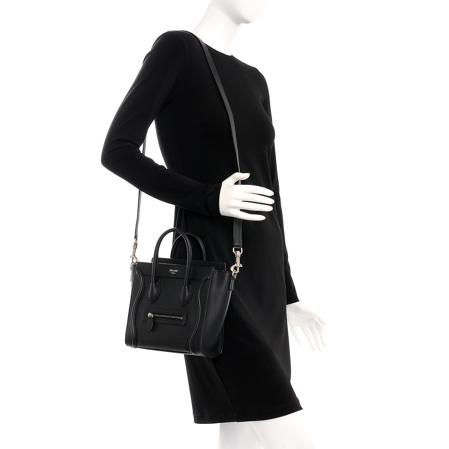 Celine Drummed Calfskin Nano Luggage Black 2 of 7