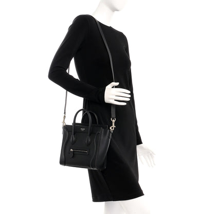 Celine Drummed Calfskin Nano Luggage Black 2 of 7