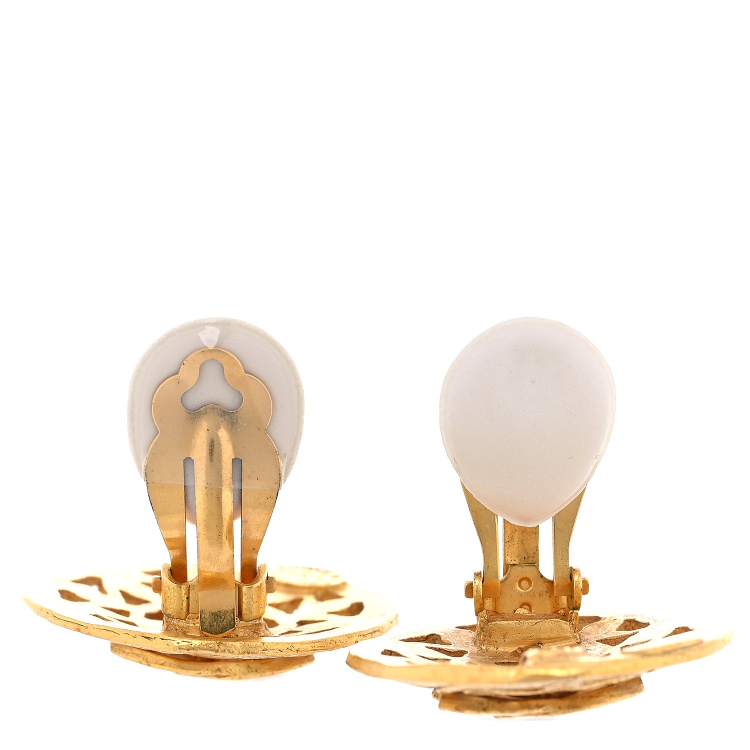 Chanel Metal CC Clip On Earrings Gold 3 of 5