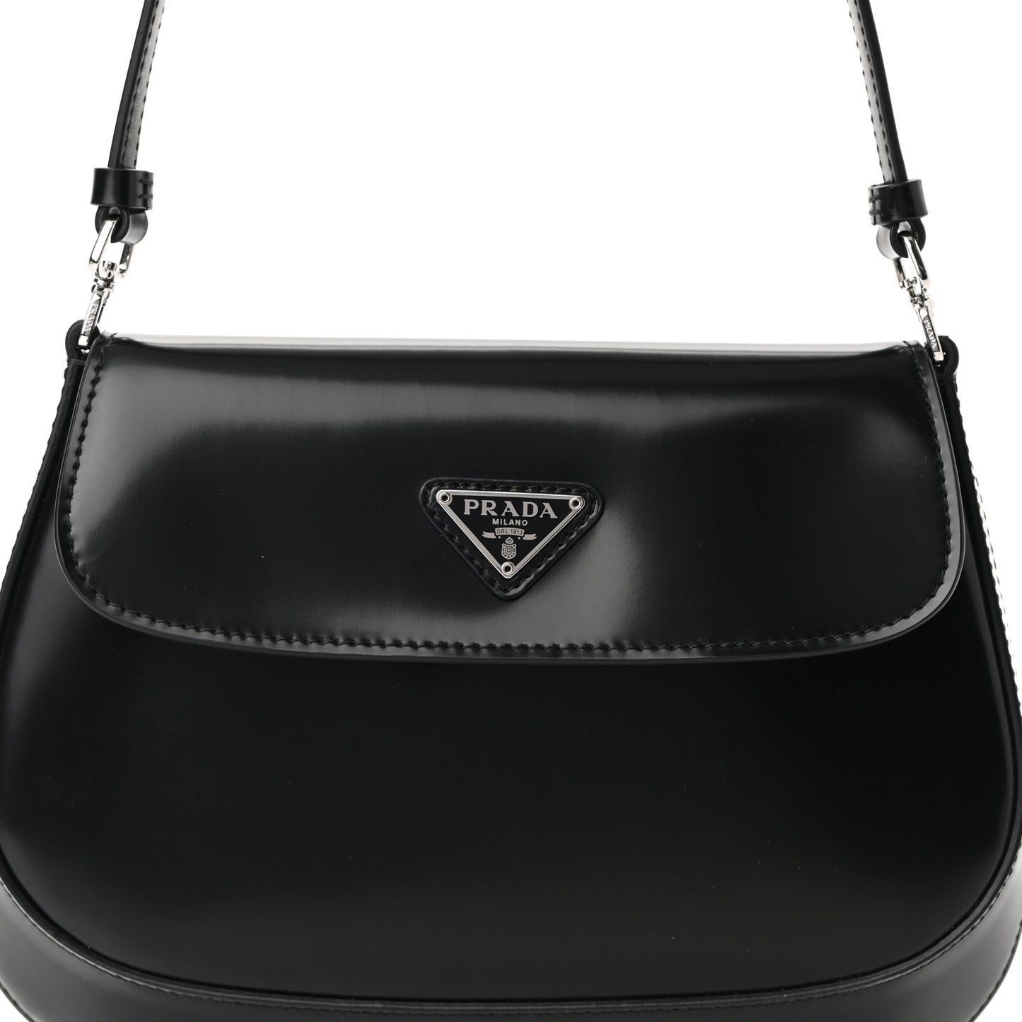 Spazzolato Cleo Flap Shoulder Bag Black