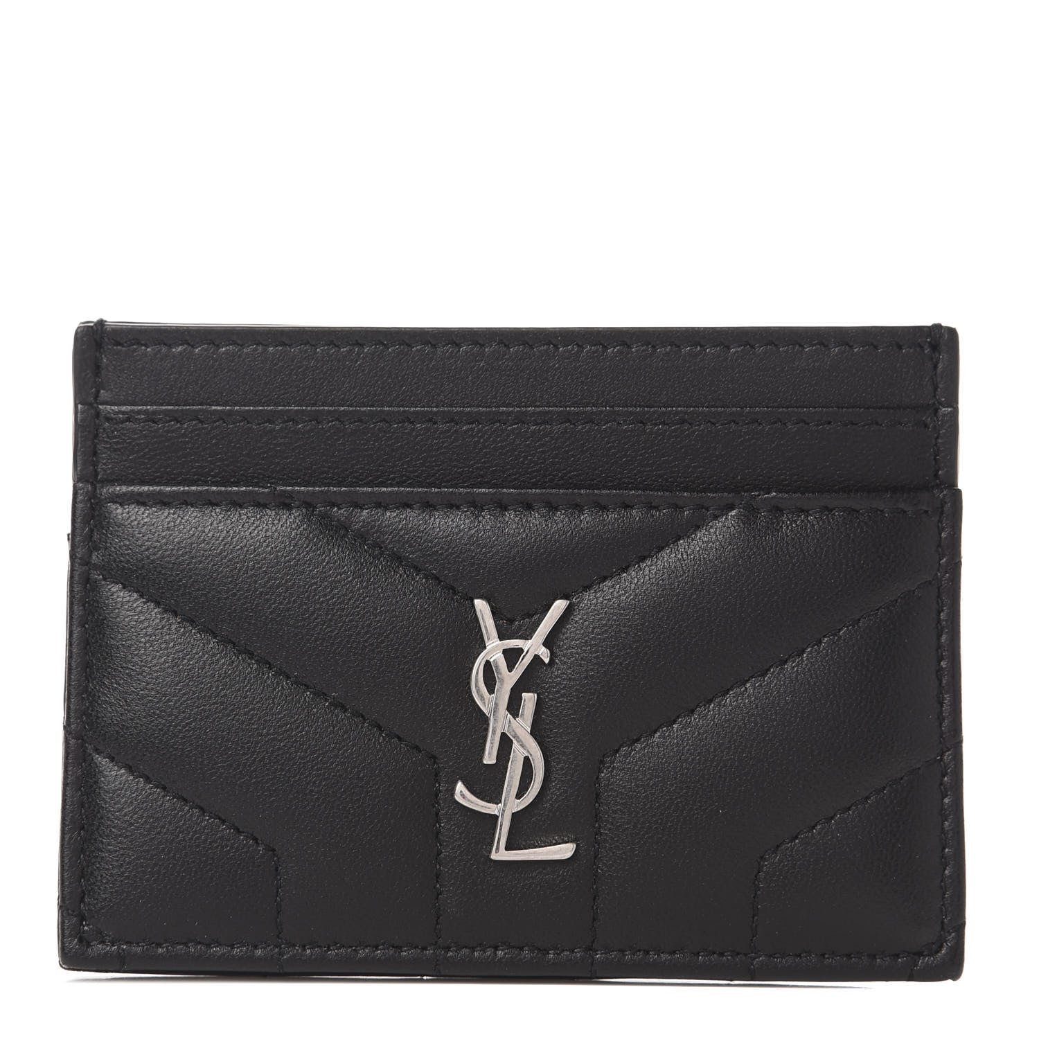 Saint Laurent Nappa Y Quilted Monogram LouLou Credit Card Case Black 1 of 7