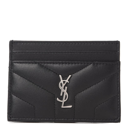 Saint Laurent Nappa Y Quilted Monogram LouLou Credit Card Case Black 1 of 7