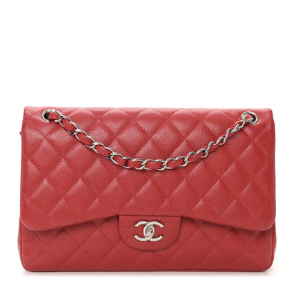 Chanel Caviar Quilted Jumbo Double Flap Red 1 of 11