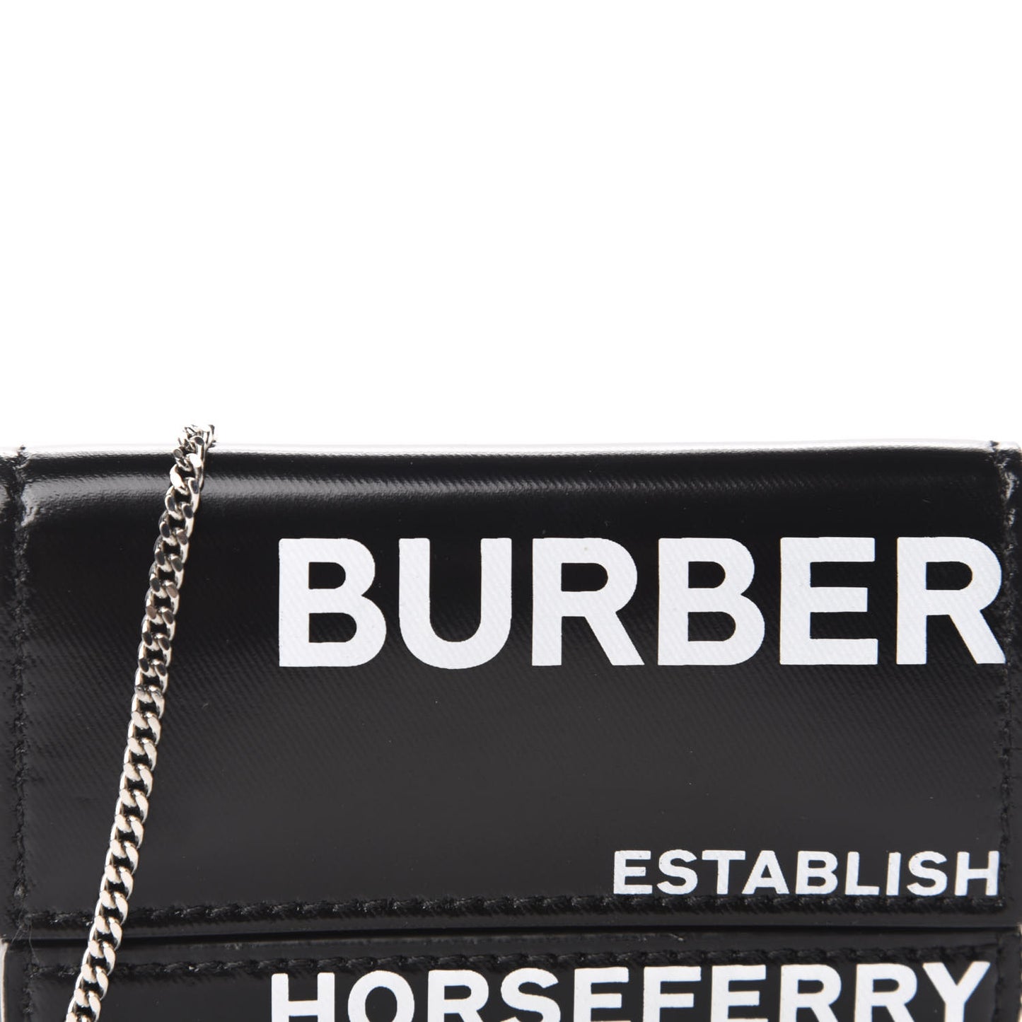 Coated Canvas Horseferry Print Mini Jody Chain Card Case Black