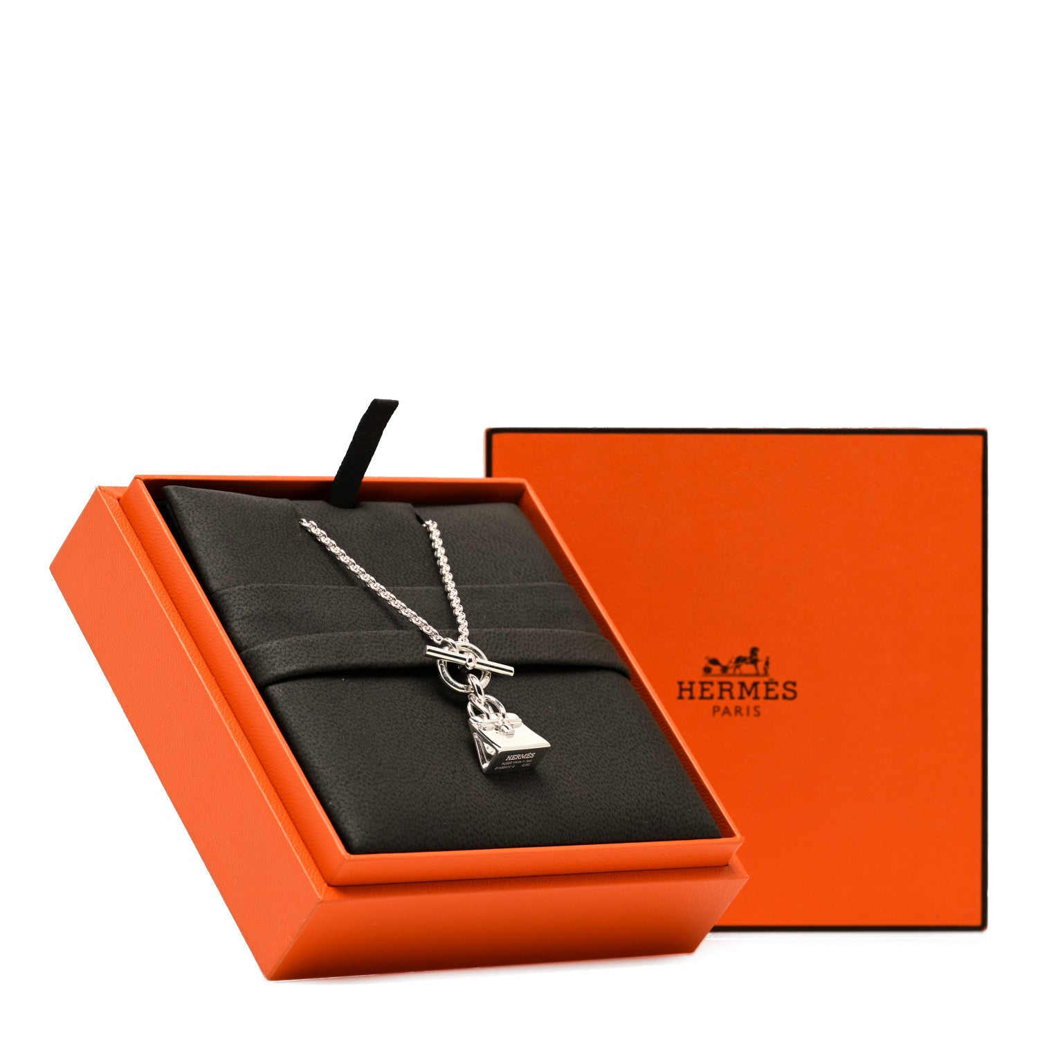 Hermes Sterling Silver Birkin Amulette Pendant Necklace 6 of 6