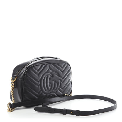Gucci Calfskin Matelasse Small GG Marmont Chain Shoulder Bag Black 3 of 9