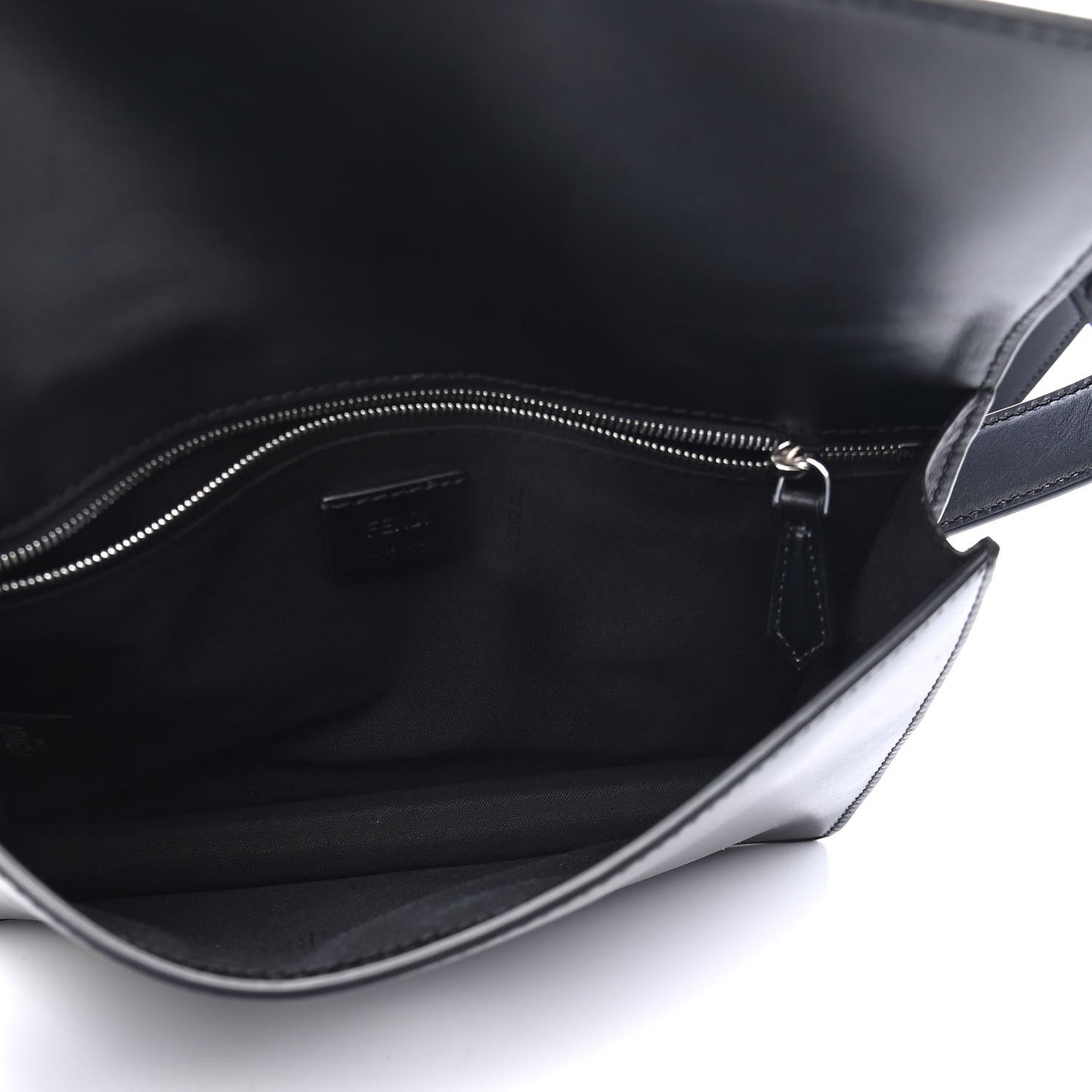 Canvas Vitello King FF Embroidered Medium Flat Baguette Sand Black
