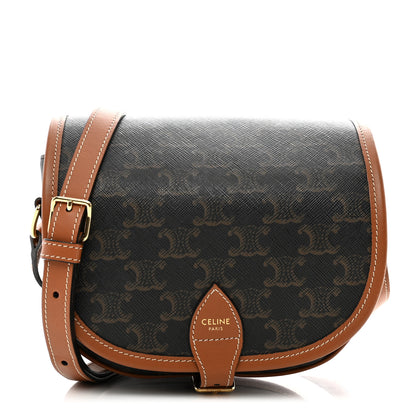 Celine Triomphe Canvas Medium Folco Bag Tan 1 of 9