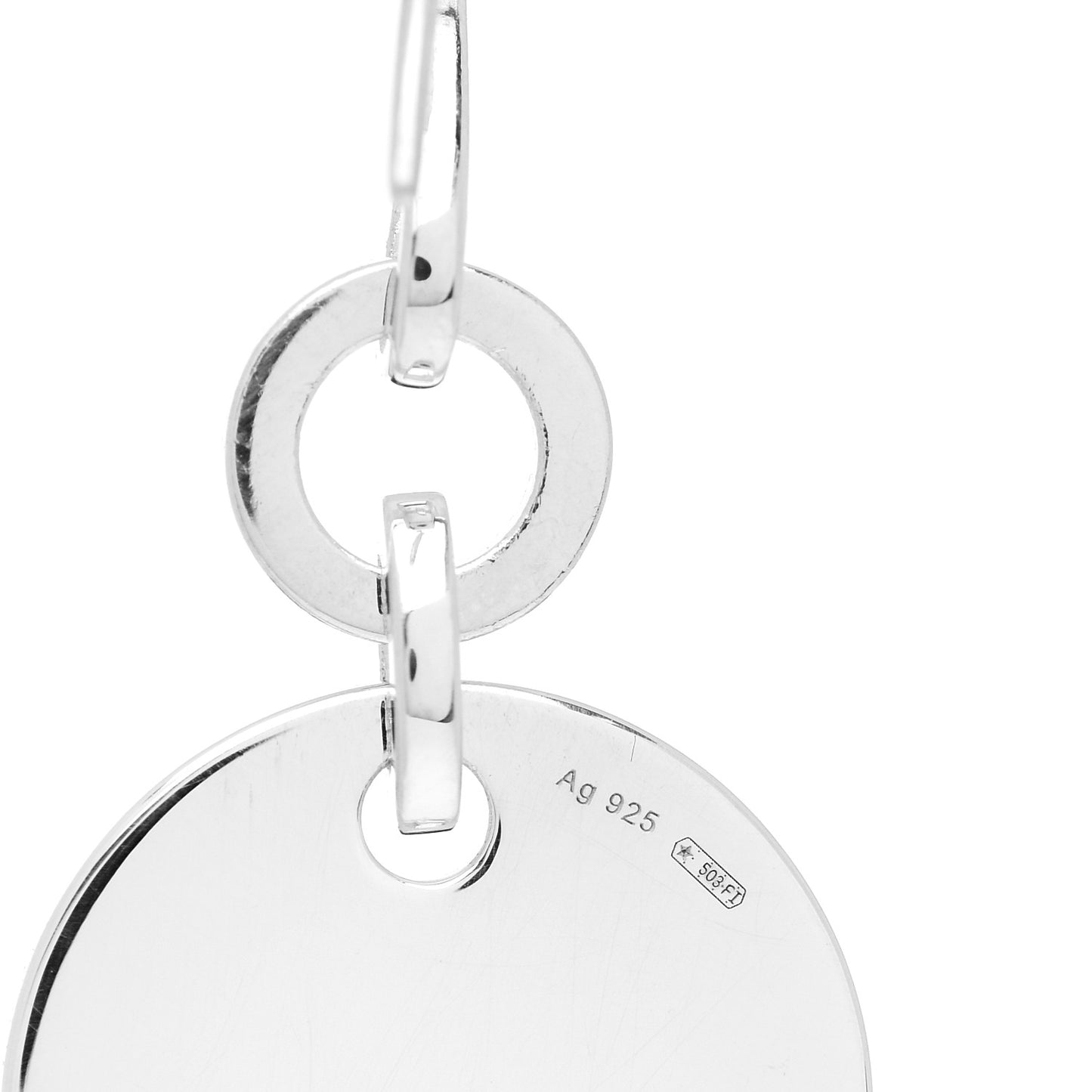 Sterling Silver Trademark Round Drop Earrings