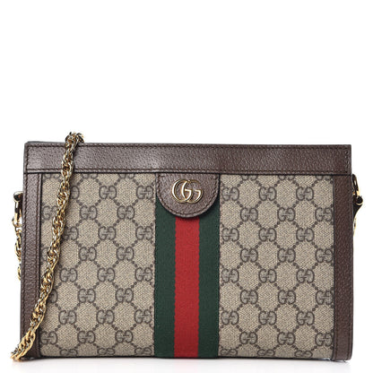 Gucci GG Supreme Monogram Web Small Ophidia Chain Shoulder Bag Brown 1 of 11