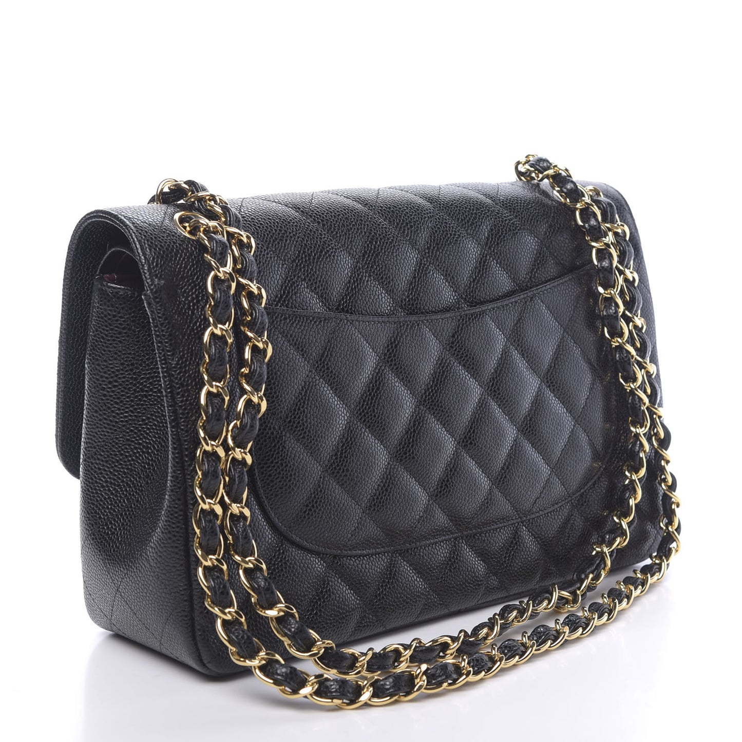 Caviar Quilted Jumbo Double Flap Black