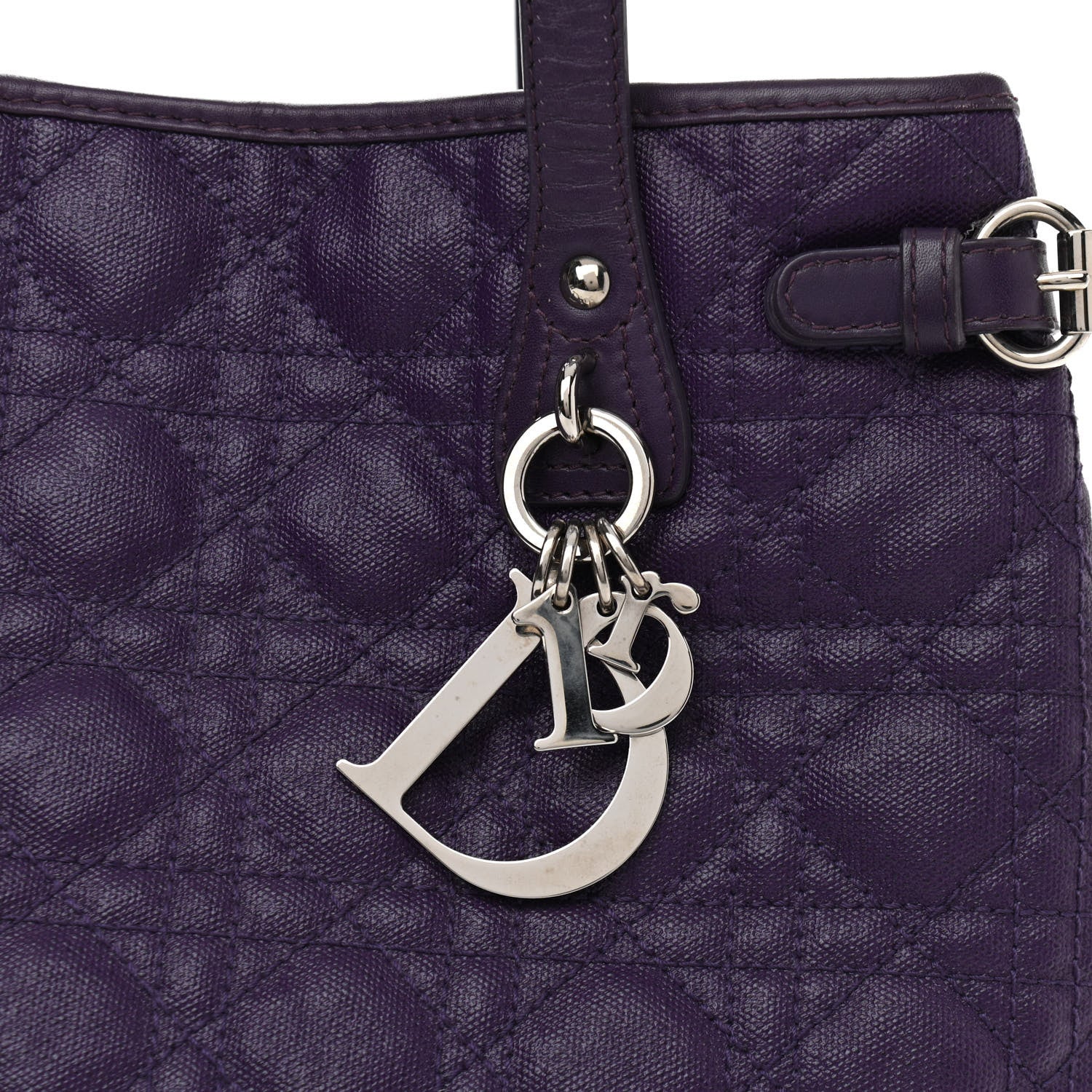 Christian Dior Coated Canvas Cannage Medium Panarea Tote Purple 8 of 11