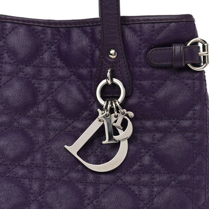 Christian Dior Coated Canvas Cannage Medium Panarea Tote Purple 8 of 11