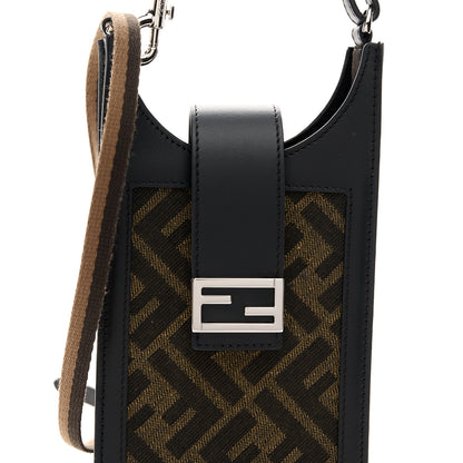 Fendi Fabric Jacquard Vitello King FF 1974 Baguette Phone Case Tobacco Moro 8 of 12