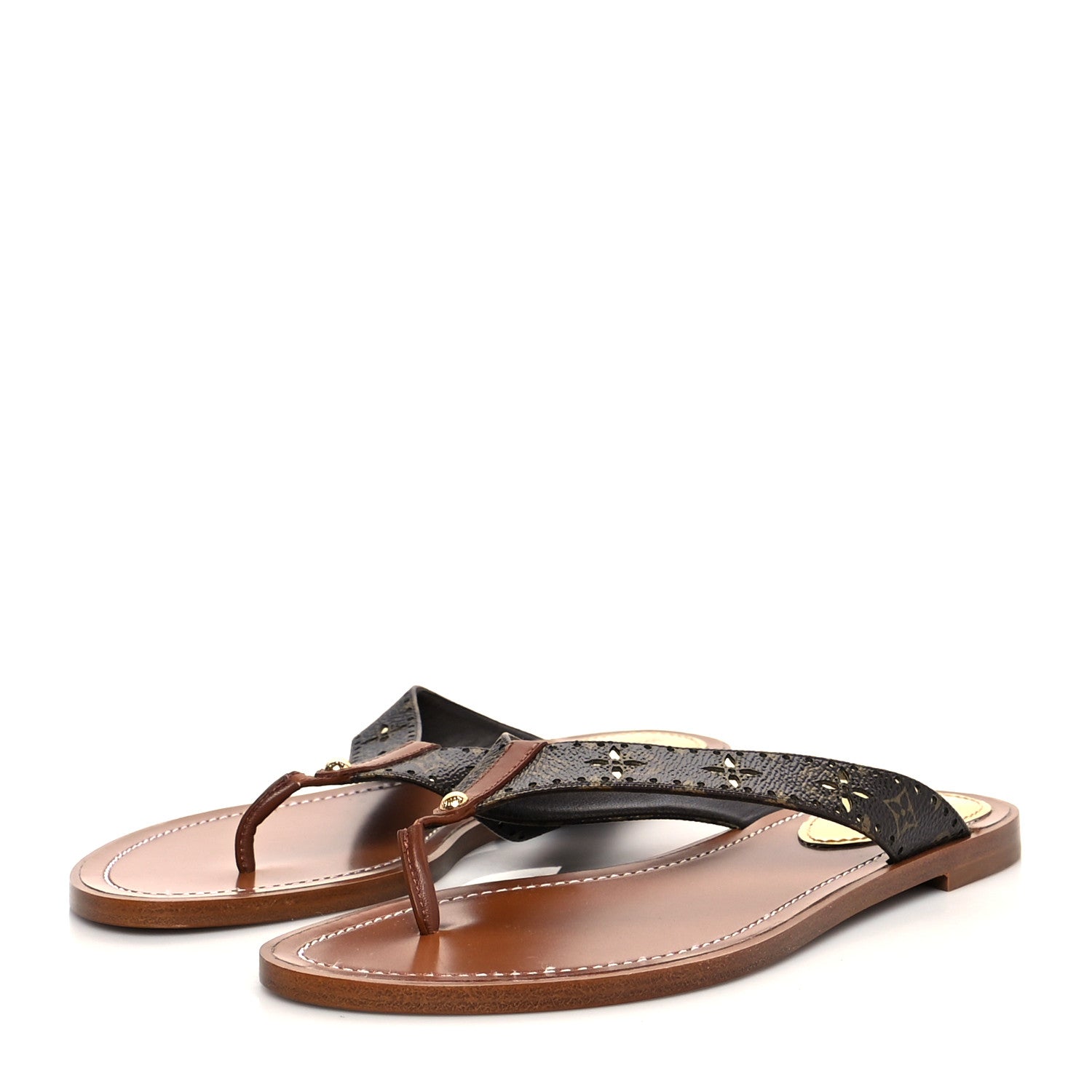 Louis Vuitton Monogram Sunny Flat Thong Sandals 38.5 Brown 3 of 10