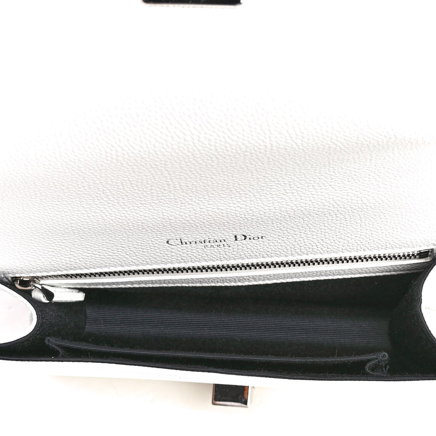 Grained Calfskin Small Diorama Flap Bag White
