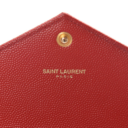 Saint Laurent Grain De Poudre Matelasse Chevron Monogram Wallet Lipstick Red 6 of 12