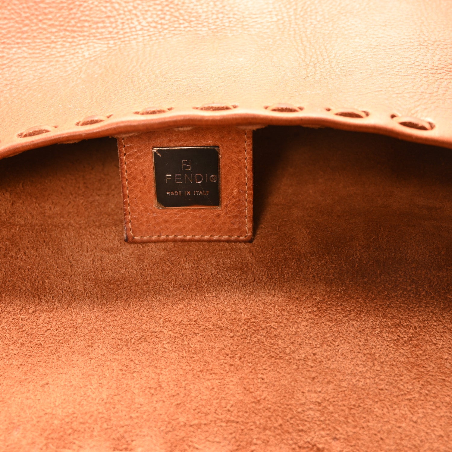 Fendi Calfskin Whipstitch Mirror Mama Baguette Brown 6 of 9