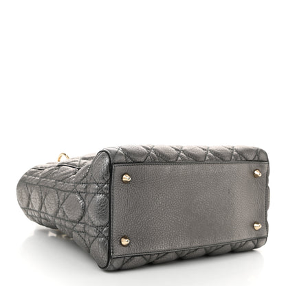 Christian Dior Metallic Grained Calfskin Cannage Medium Supple Lady Dior Steel 4 of 10