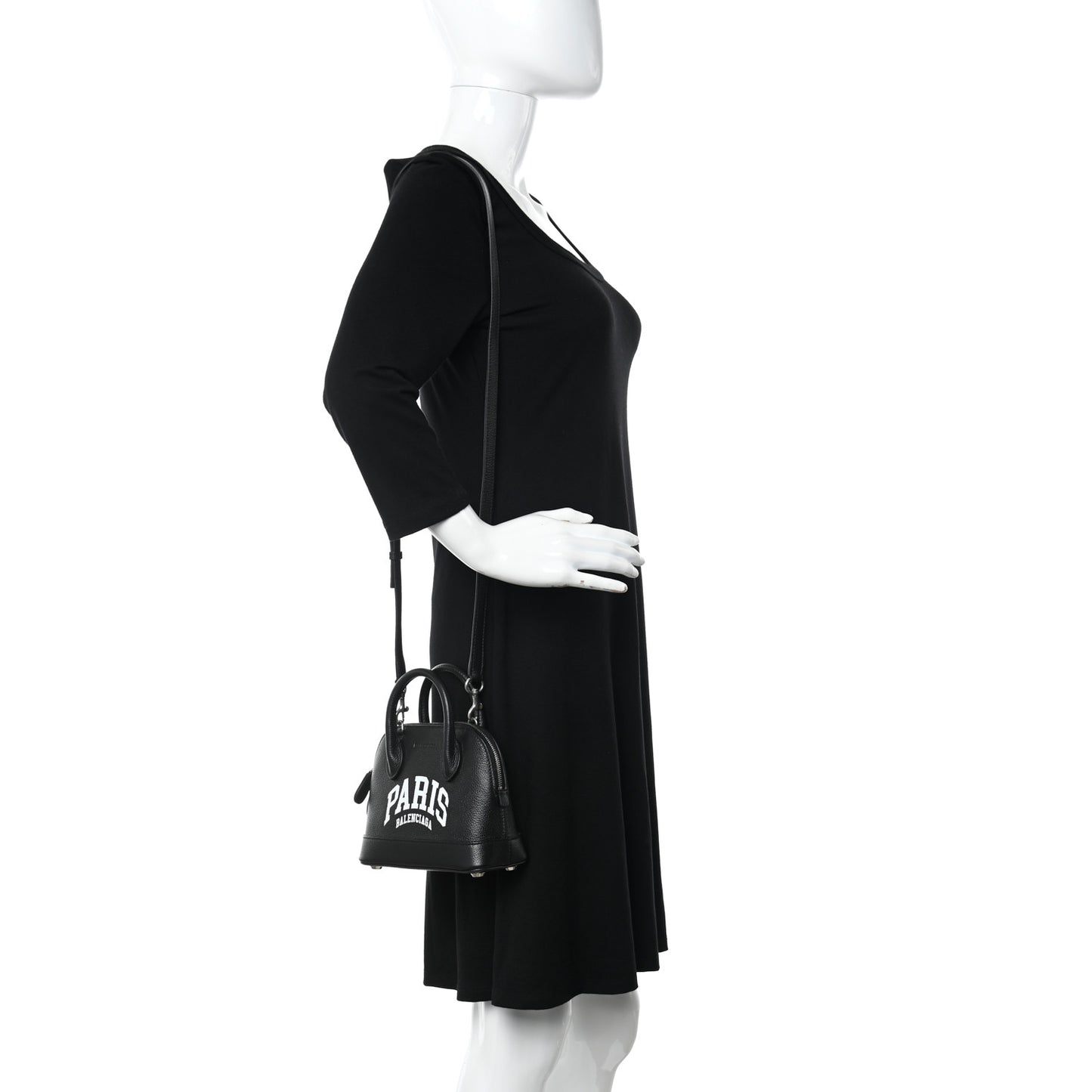 Grained Calfskin Cities Paris XXS Ville Top Handle Bag Black White