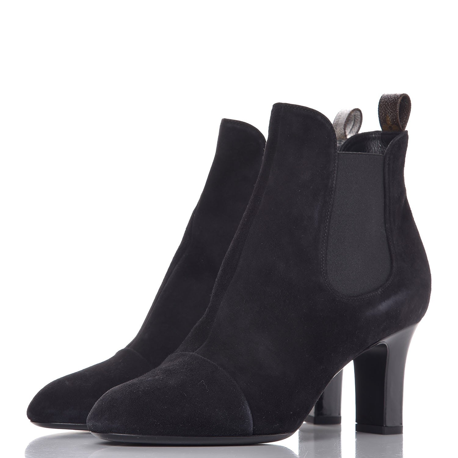 Louis Vuitton Suede Monogram Uniformes Cap Toe Chelsea 75mm Ankle Boots 41 Black 2 of 8