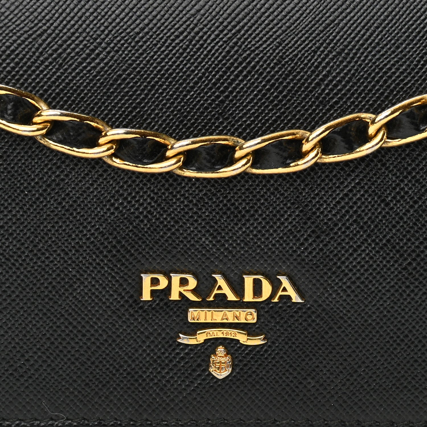 Prada Saffiano Metal Oro Chain Wallet Black 8 of 12