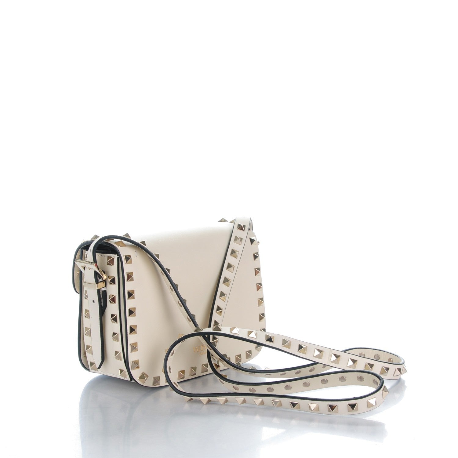 Valentino Garavani Vitello Small Rockstud Flap Saddle Bag Ivory 3 of 7