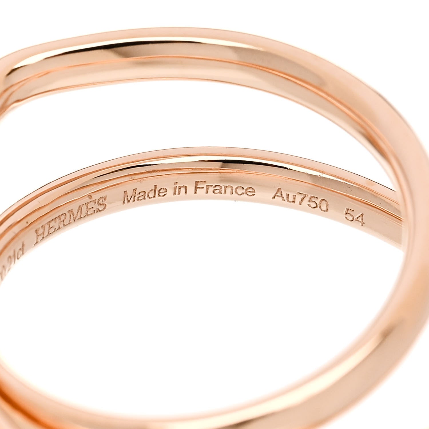 Hermes 18K Rose Gold Diamond Vertige Coeur Ring 54 7 6 of 6