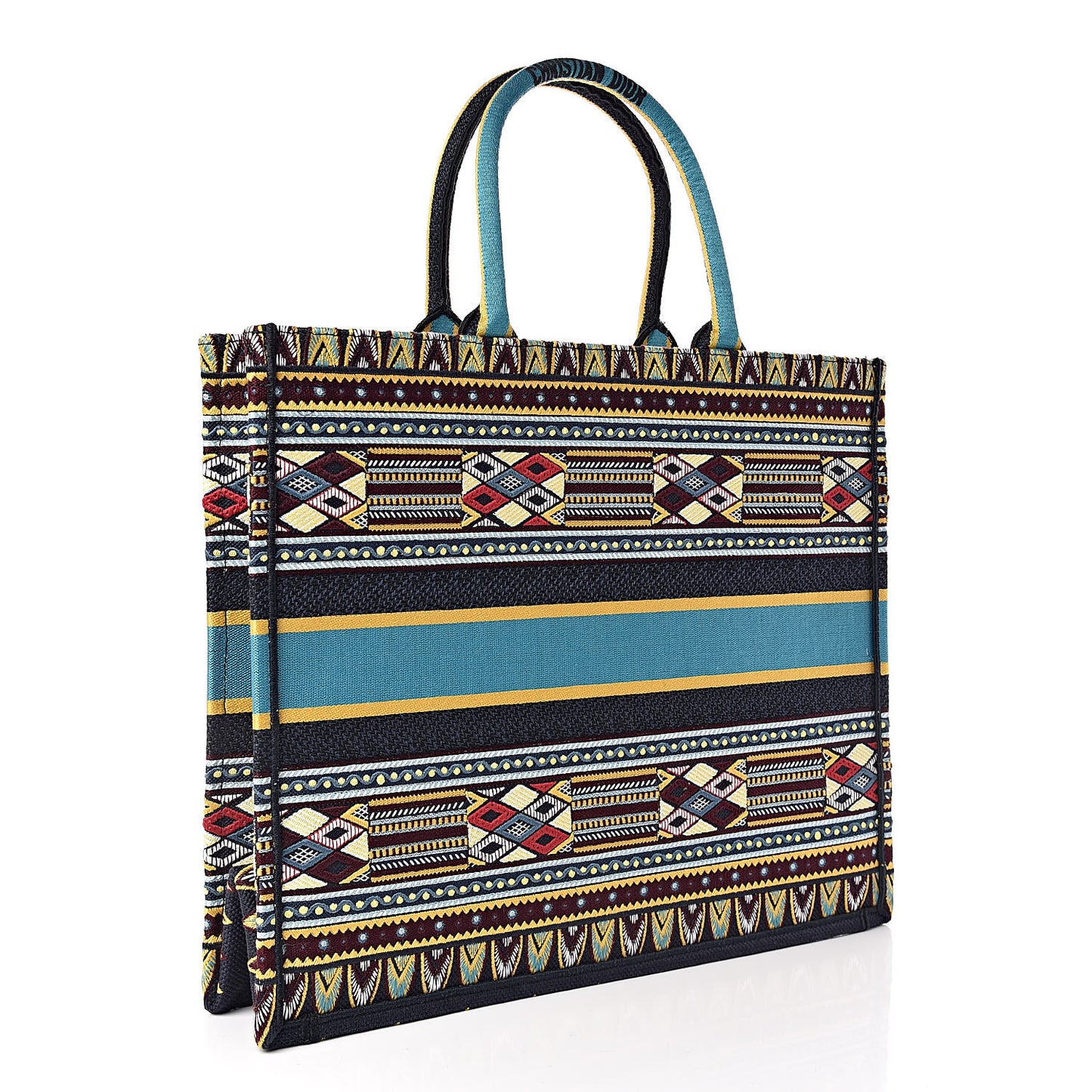 Canvas Embroidered Book Tote Blue Multicolor