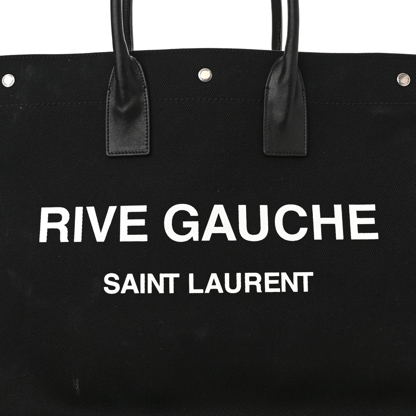 Linen Calfskin Rive Gauche Tote Black