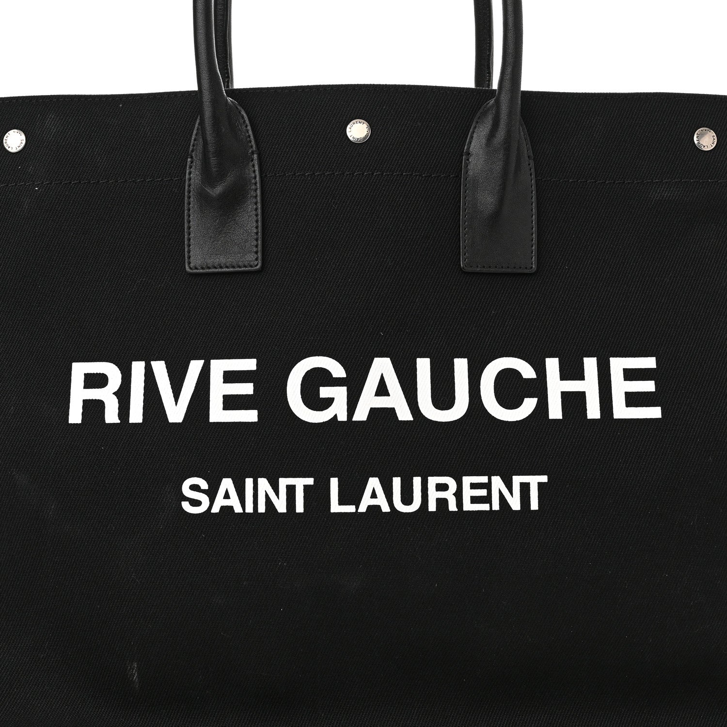 Saint Laurent Linen Calfskin Rive Gauche Tote Black 7 of 11