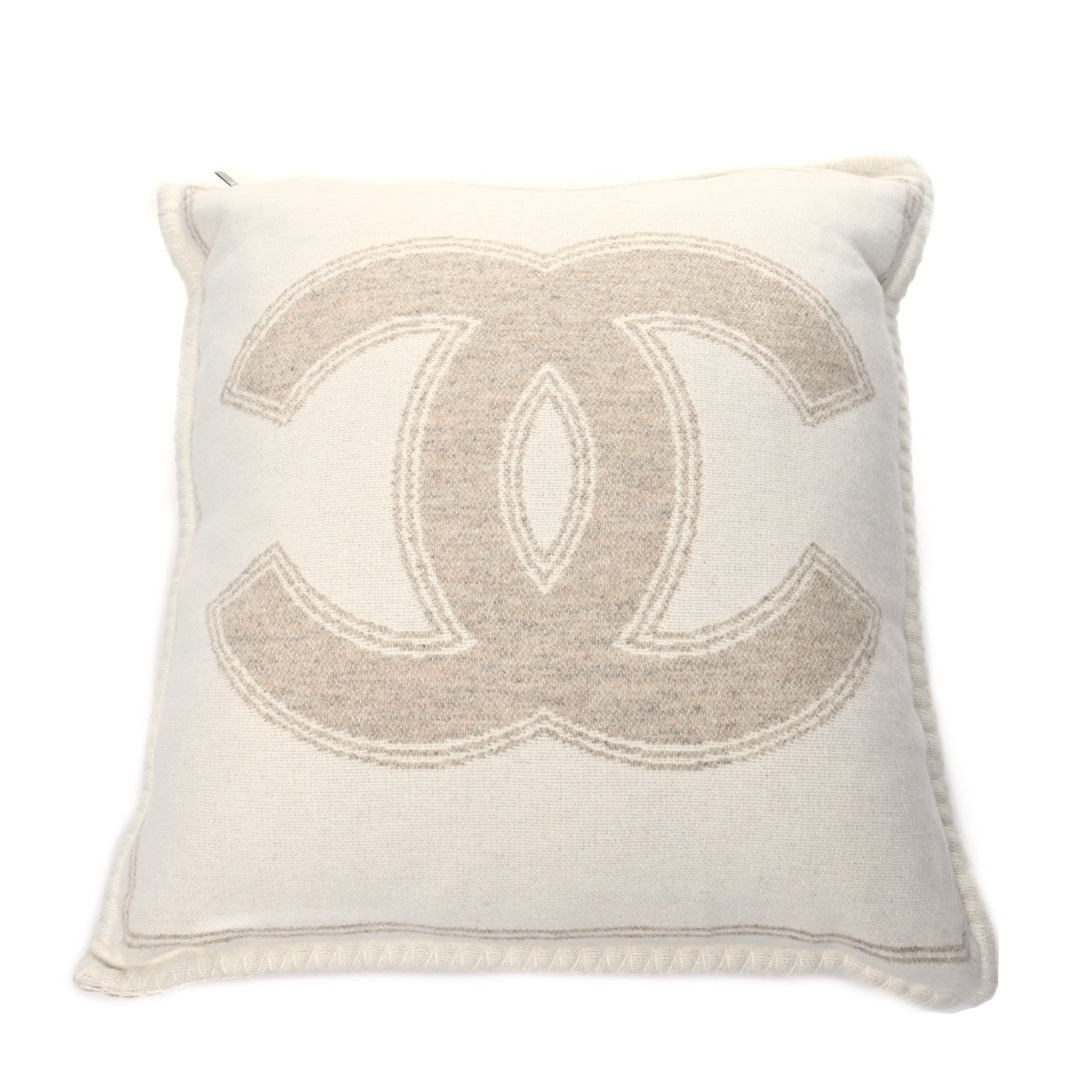 Chanel Merino Wool Cashmere CC Pillow Beige Off White 2 of 3