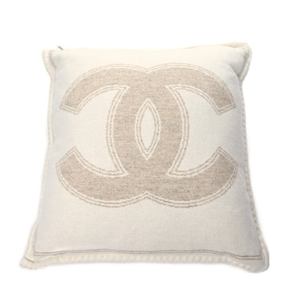 Chanel Merino Wool Cashmere CC Pillow Beige Off White 2 of 3