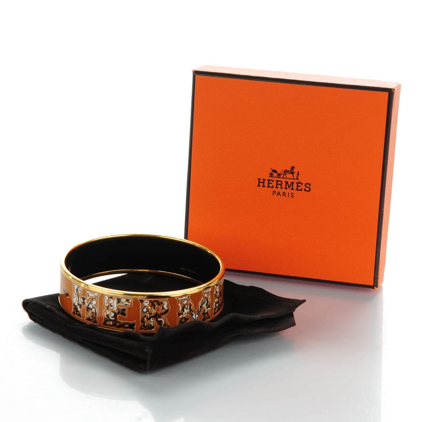 Enamel Printed Alphabet Russe Wide Bracelet 70 Potiron