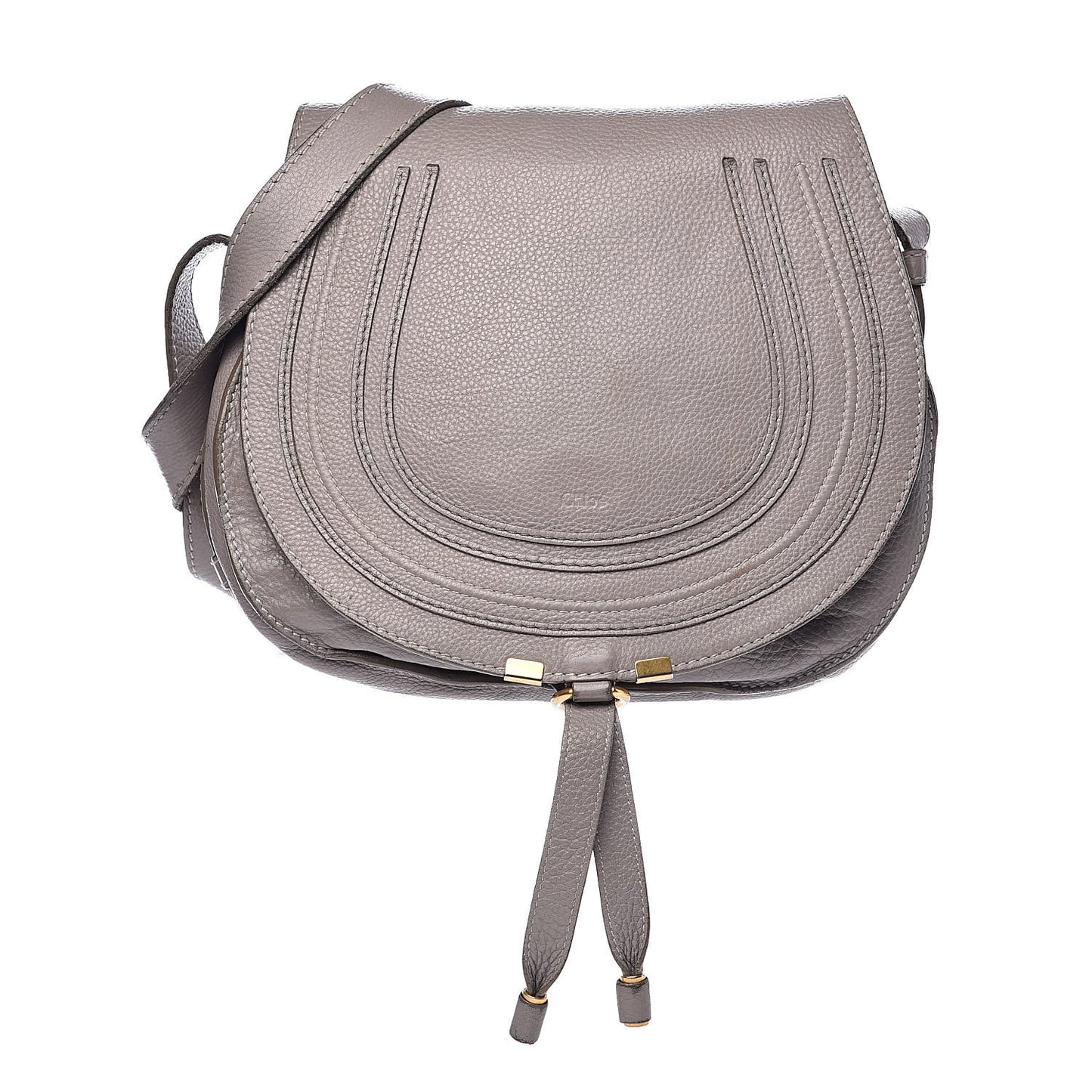 Calfskin Medium Marcie Round Crossbody Bag Cashmere Grey