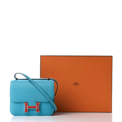 Hermes Epsom Constance 18 Bleu Du Nord Rouge De Coeur 11 of 11