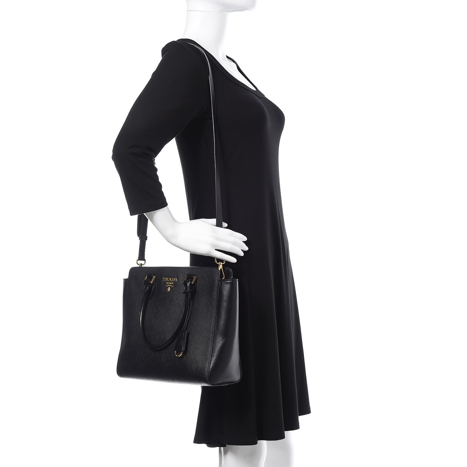 Prada Saffiano Soft Calfskin Zippered Tote Black 2 of 10