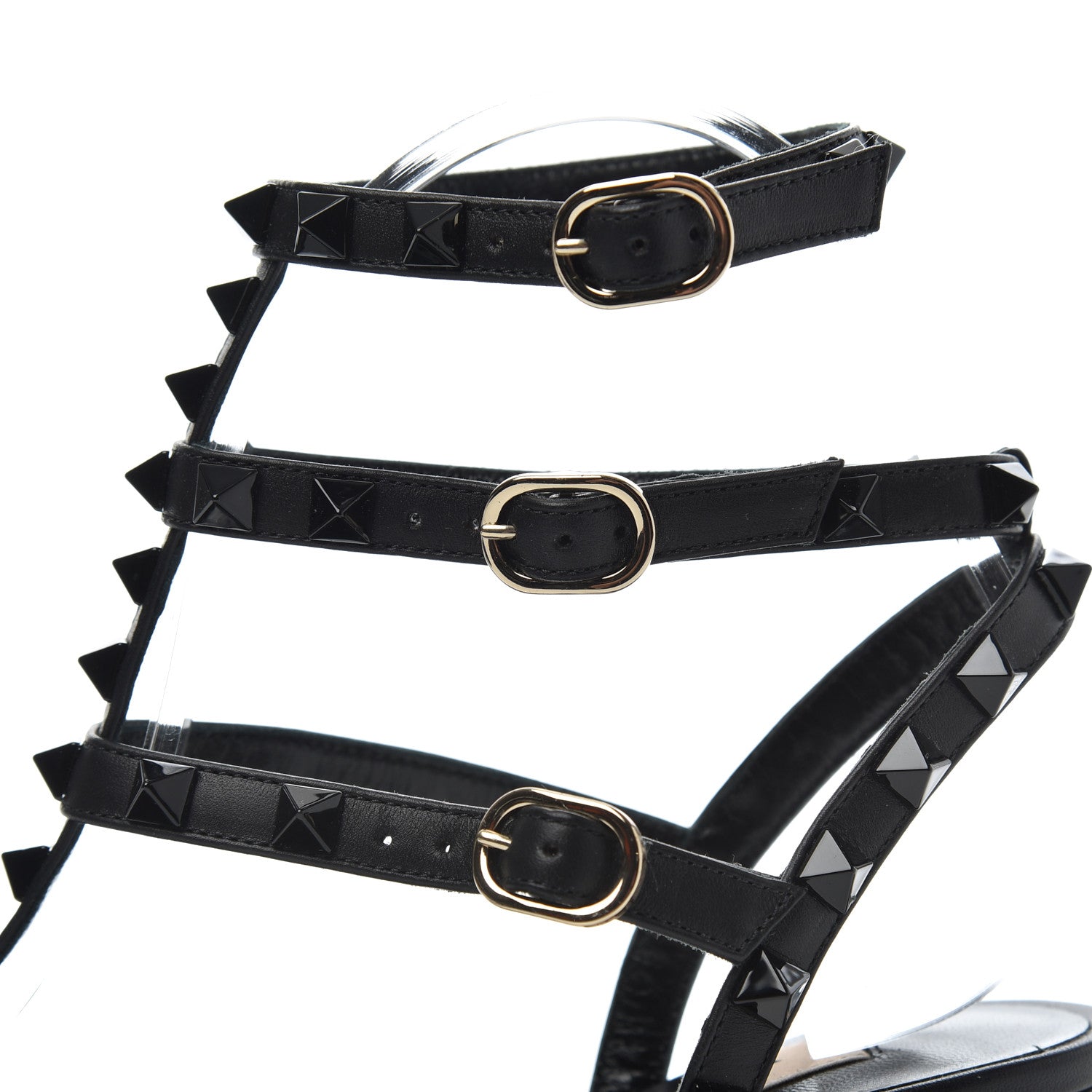 Valentino Garavani Calfskin Lacquered Monochrome Rockstud Ankle Strap 65mm Pumps 36 Black 9 of 13