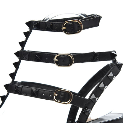 Valentino Garavani Calfskin Lacquered Monochrome Rockstud Ankle Strap 65mm Pumps 36 Black 9 of 13