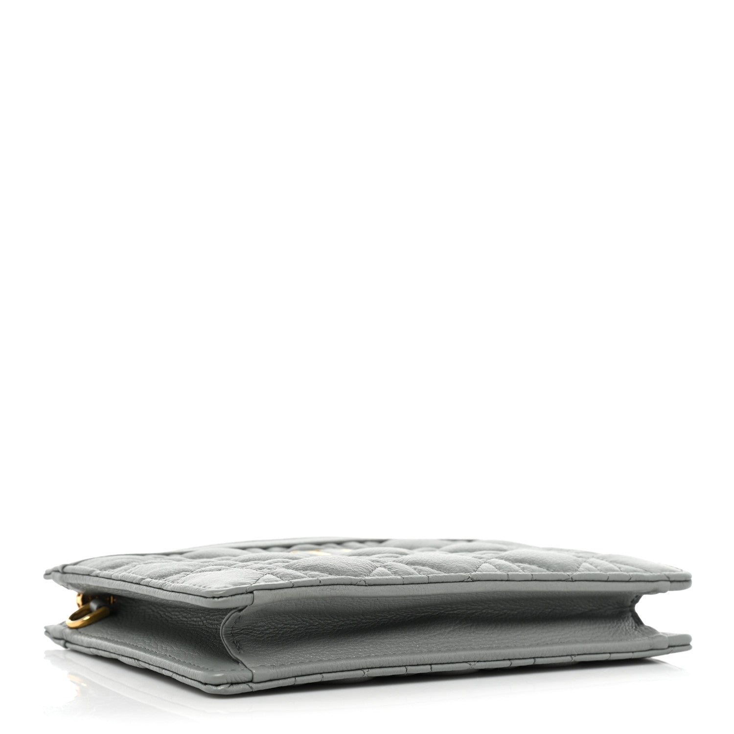 Christian Dior Calfskin Cannage Caro Zipped Pouch With Chain Grey 4 of 12