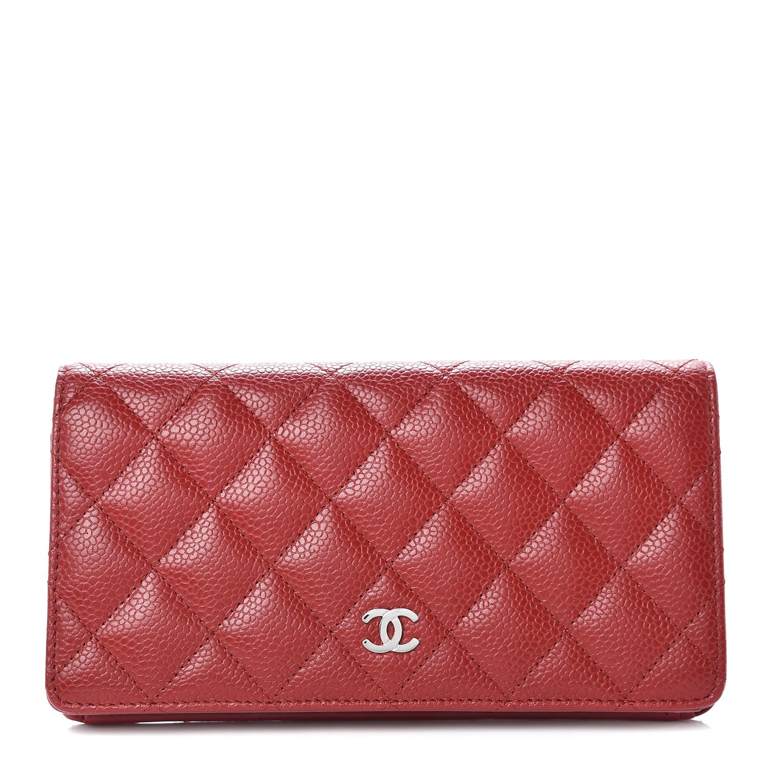 Chanel Caviar Quilted Yen Wallet Dark Red 1 of 8