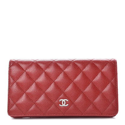 Chanel Caviar Quilted Yen Wallet Dark Red 1 of 8