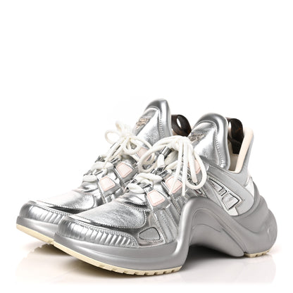 Louis Vuitton Metallic Calfskin Technical Nylon LV Archlight Sneakers 39 Silver 6 of 12