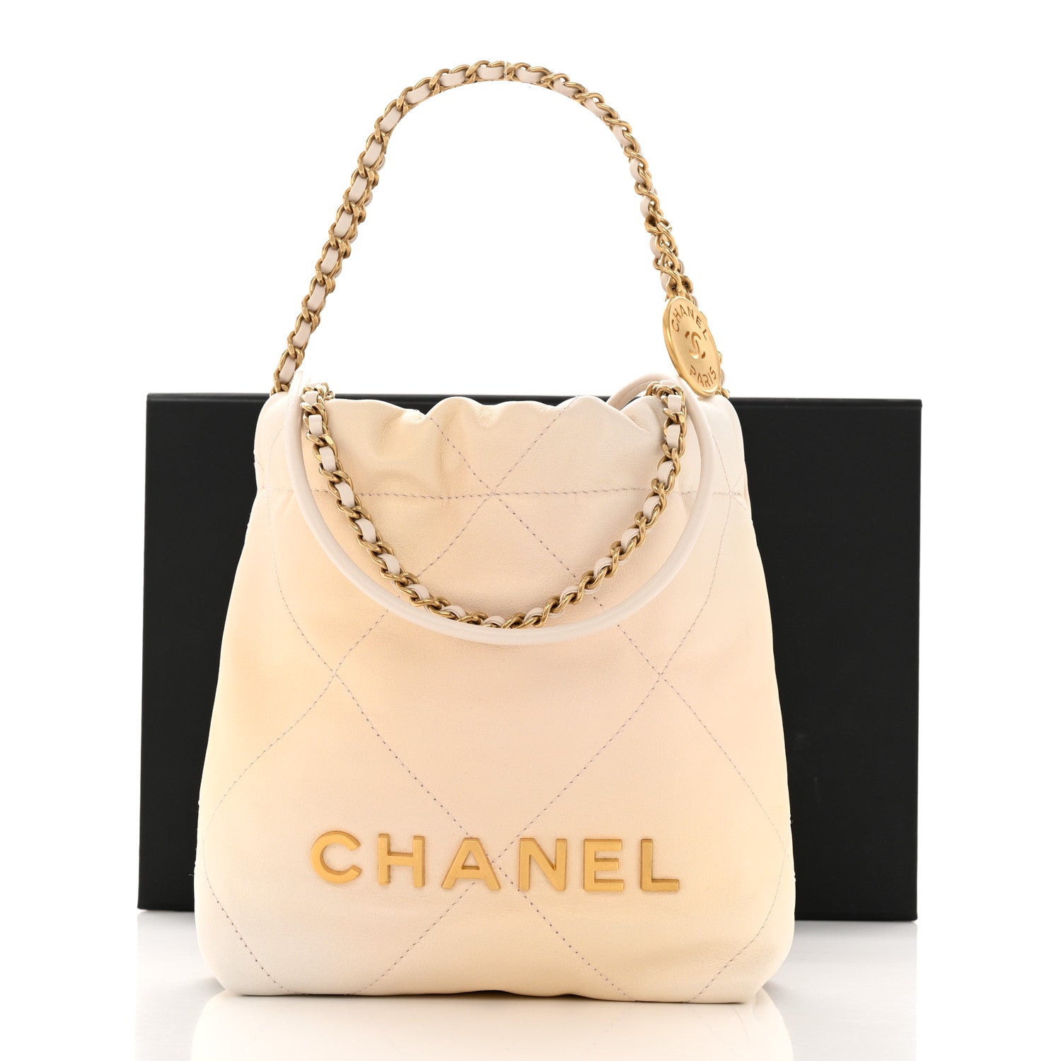 Chanel Pearly Shaded Calfskin Quilted Mini Chanel 22 Ecru Golden 11 of 11