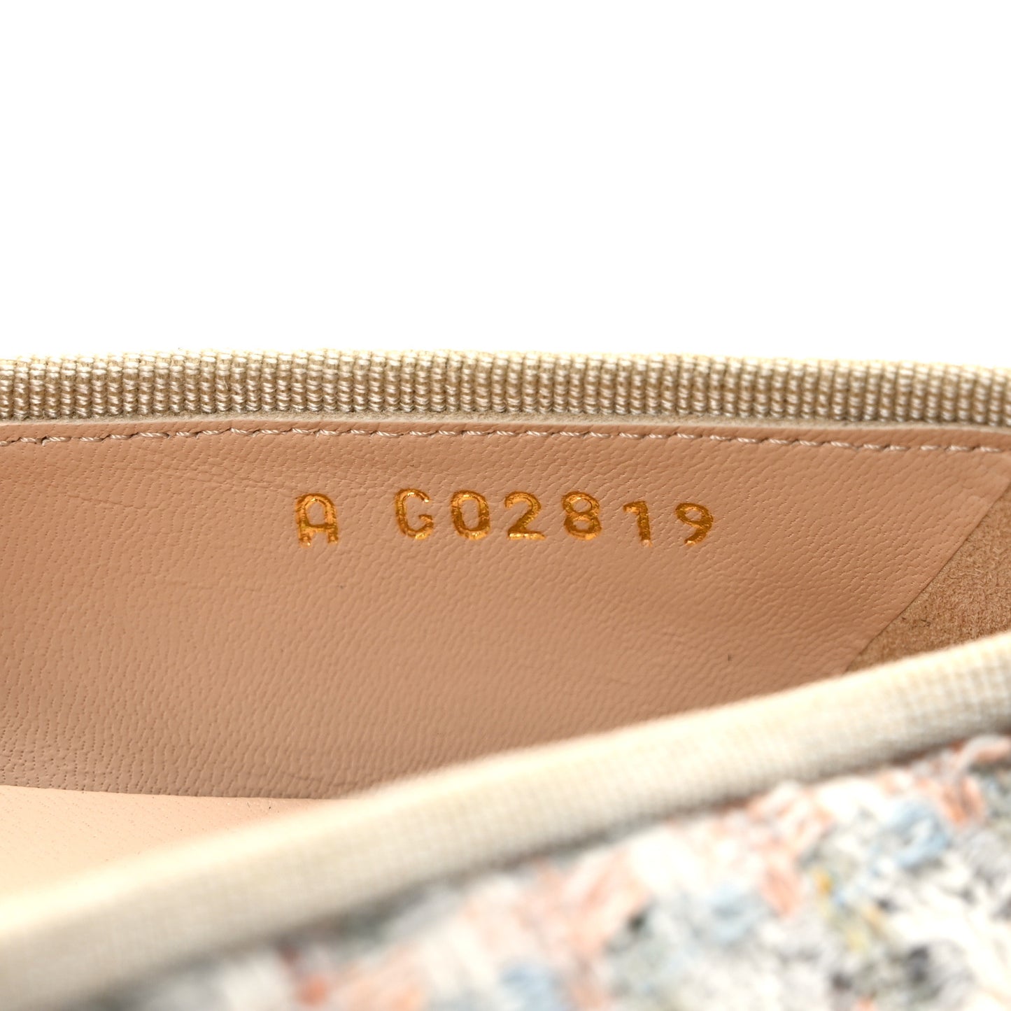 Tweed Lambskin Cap Toe Ballerina Flats 35.5 Beige Multicolor