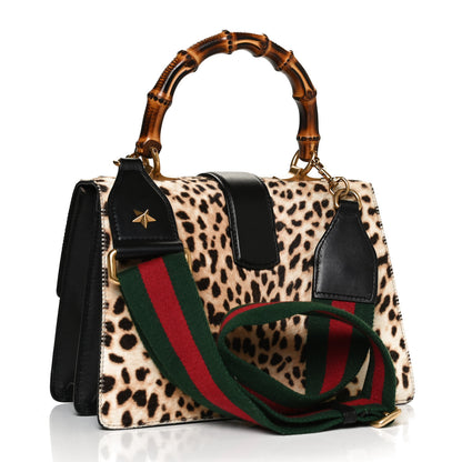 Gucci Calf Hair Calfskin Bamboo Web Leopard Print Medium Dionysus Top Handle Bag Natural Blue Agata Hibiscus Red 3 of 11