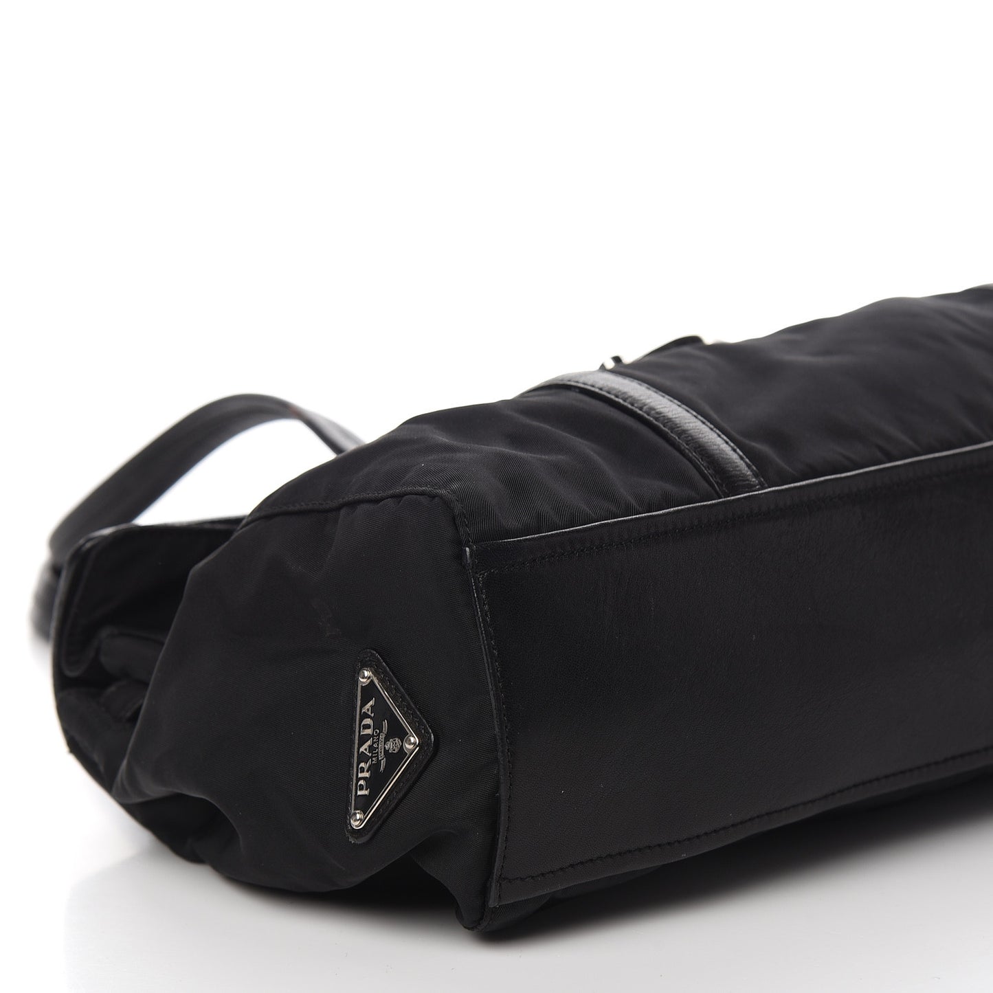 Soft Calfskin Tessuto Nylon Shoulder Bag Black