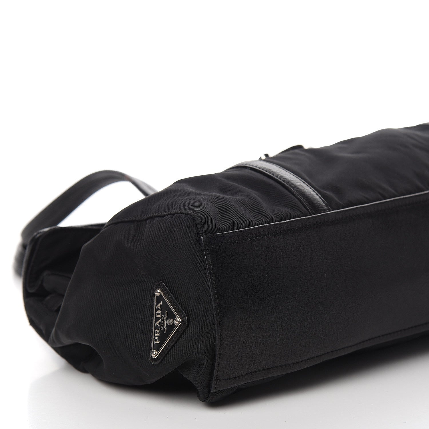 Prada Soft Calfskin Tessuto Nylon Shoulder Bag Black 8 of 13