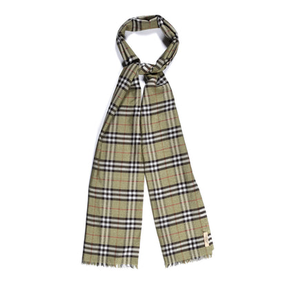 Burberry Metallic Wool Silk Gauze Vintage Check Scarf Pale Powder Green 1 of 4