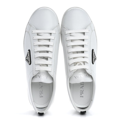 Prada Spazzolato Rois Triangle Logo Mens Low Top  Sneakers 9.5 White Black 2 of 14